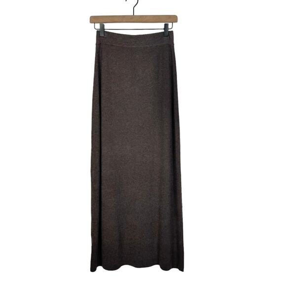 Ancosti Chocolate Brown Soft Knit Pull On Straight Cut Academia Maxi Skirt - Picture 1 of 6